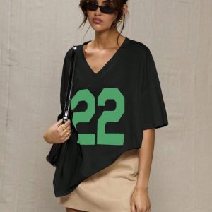 MUSERA Sport Black Oversized Baseball T Shirt