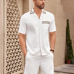 Manfinity KASUA Men??s Short Sleeve Shirt And Shorts Set