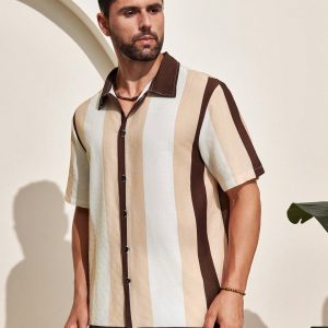 Manfinity KASUA Men??s Color Block Printed Short Sleeve Knit Shirt