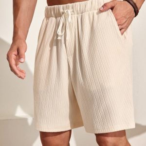 Manfinity KASUA Men??s Irregular Pit Soft Comfortable Breathable Knitted Shorts
